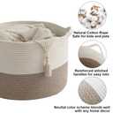 90L Extra Large Blanket Basket,Woven Rope Laundry Basket Hamper with Handles, Decorative Nursery Basket Storage Bin for Toys, Clothes Organizer, Living Room, Bedroom, Bathroom, White & Brown