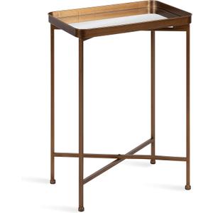 Kate and Laurel Celia Modern Mirrored Tray Side Table, 18 x 12 x 26, Dark Bronze, Foldable Rectangular End Table for Storage and Display