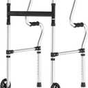 Walkers for Seniors, Folding Walker, Narrow Walkers for Small Spaces, Standard Walker Height Adjustable, Front Wheeled Rolling Walker, Upright Mobility Aid for Seniors and Handicap, Up to 300 Pounds (300Lbs/Aluminum Alloy)