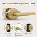 Mega Handles Ronn Privacy Lever & Lock Door Handle Set for Hallway, Closet and Bathroom, Keyless Lock, Heavy Duty Door Levers, Fits All Standard Door Sizes, Screws Included - Satin Brass (1 Pack)
