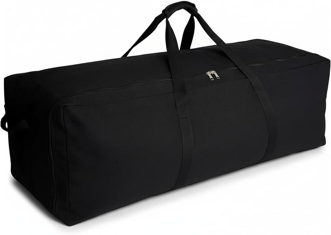 Extra Large Canvas Duffle Bag Heavy Duty, Camping Tent, Sports Equipment, Travel Storage (Side-opening Black)