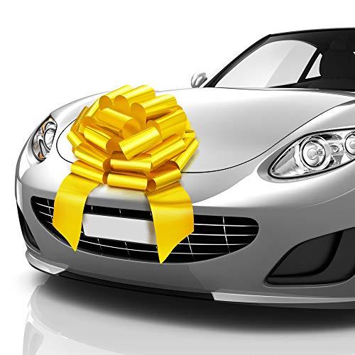 Mifflin-USA - Big Car Bow - Matte Yellow, 18 Inch - Giant Gift Bow for Birthday, Christmas - Huge Car Décor