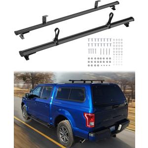 Mountainpeak 500LB Capacity Pickup Truck Topper Ladder Rack Camper Shell Roof Rack for Van Trailer Truck Cap Rack - 60" Crossbar Aluminum Black