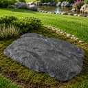 Low Profile Faux Rock Cover 30" W x 20" L x 3" H, Flat Fiberglass Landscape Rock for Well Caps, Septic Lids & Utility Concealment, Realistic Natural Texture, Charcoal Slate Gray
