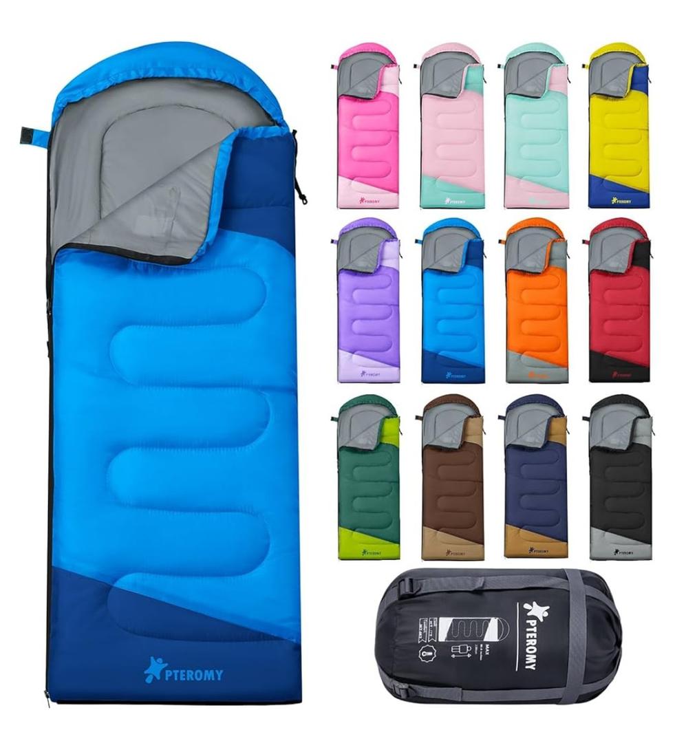 PTEROMY Sleeping Bags for Adults, Lightweight and Machine Washable, Water Resistant Backpacking Camping Sleeping Bag for Warm Cold Weather, Camping Essentials for Hiking TravelOverall Pick