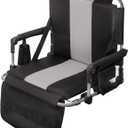 GREEN PARTY Stadium Seat for Bleachers Portable Outdoor Floor Folding Stadium Chair with Armrest, Back Support, Cup Holder, Mesh Bag and Hide Hooks (Black Grey)