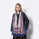 Scarf for Women Lightweight Soft Floral Leopard Printed Scarves Fall Winter Fashion Shawl Wrap with Fringe (Blue)