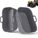 Silicone Air Fryer Liners 2 Pack, Reusable Compatible for Ninja Foodi DZ201, DZ401, DZ550, DZ302, COSORI 9QT, Chefman, Instant, and 6-in-1 8-10QT Dual Baskets