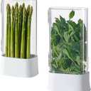 vacane Green Saver Herb Keeper  Refrigerator Storage Container for Cilantro, Asparagus, Fresh Herbs, Dishwasher Safe, Extends Freshness 10 Days  2 Pack
