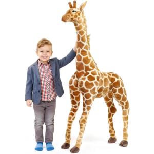 Meooeck 55 Inch Giant Giraffe Stuffed Animal, Large Plush Toy for Kids Lifelike Standing Toys Stuffed Tall Giraffe for Birthday, Home Nursery Decor