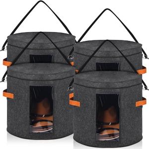 Suzile 4 Pack Oversized Large Round Hat Storage Box for Women Men 19" D x 17" H Cowboy Hat Box Organizer Container with Dustproof Lid for Storage Travel (Dark Gray)