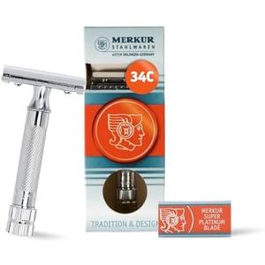 Merkur Mk34c Double Edge Razor with Heavy Duty Short Handle, no blades included