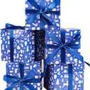 Jaywayang 5 Pack Blue Christmas Gift Boxes with Lids, Ribbons and Tissue Papers Square Gift Boxes - 7.1 Inch - Presents Wrapping Christmas Gift Holiday New Year Party Favor Boxes.