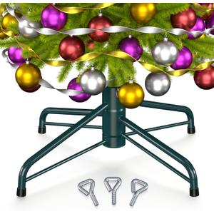 Folding Christmas Tree Stand - Metal Base for 4-8ft Artificial Trees, Fits Under 1.37 inch Pole