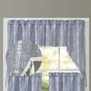 GOHD Country Road Boho Straight Valanc Farmhouse Linen Kitchen Curtain Valance Vintage Chic Textured Tassel Valances (Swag Valance,Blue) (51"W x 35"L (Pack of 1))
