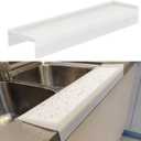 Silicone Edge Protectors - Multifunction Sink Accessories, Splash Guard & Draining Mat for Kitchen, Bathroom Sink, Steel, Granite, Quartz Countertops(Transparent) (4*20in)