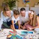 Puzzle Board with 4 Sorting Trays, Playing Surface with Protective Cover for 1000 Pieces, 31.5" x 23.6" Felt Display Board