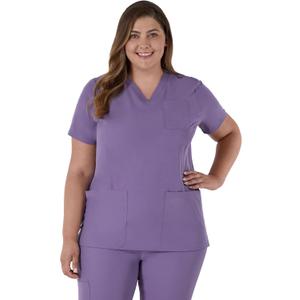 Hanes Women's Scrubs Healthcare Top, Moisture-Wicking Stretch Scrub Shirts, Ribbed Back Panel (X-Large)