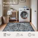 Rugflix 8x10 Area Rugs Machine Washable, Dark Navy Blue Carpet for Living Room, Oriental Indoor Area Rug Low Pile, Large Soft Thick Carpets Non Slip, Farmhouse Vintage Rug for Bedroom Dining Room