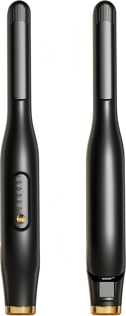 2 x Mini Flat Iron for Short Hair, 1/2 inch Ceramic Plates Small Flat Irons for Short Hair, Fast Heating Anti-Frizz, Temperature Adjustable Auto-Off, Travel Size Mini Hair Straightener, Black