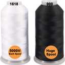 New brothreads - 40 Options- Various Assorted Color Packs of Polyester Embroidery Machine Thread Huge Spool 5000M for All Embroidery Machines -1Black+1White (1xWHITE+1xBLACK)