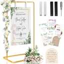 Wedding Sign Holder, 68x31x 20 Welcome To Our Wedding Sign Display Stand with 39 Premium Templates&Leather Straps, Heavy Duty Easel Stand Sturdy Display for Wedding, Birthday, Anniversary