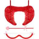 Leitee Cupid Costume Set with Bow Arrow and Wings Cosplay Cupid Costume Accessory for Women Adult Cosplay (Red)