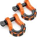 2 x AUTOBOTS D Ring Shackles Heavy Duty(2 Pack) 68,000 lbs Capacity, Stronger Than 3/4" D Shackle, with 7/8" Screw Pin, for Tow Strap Winch Off Road Accessory Vehicle Recovery Orange