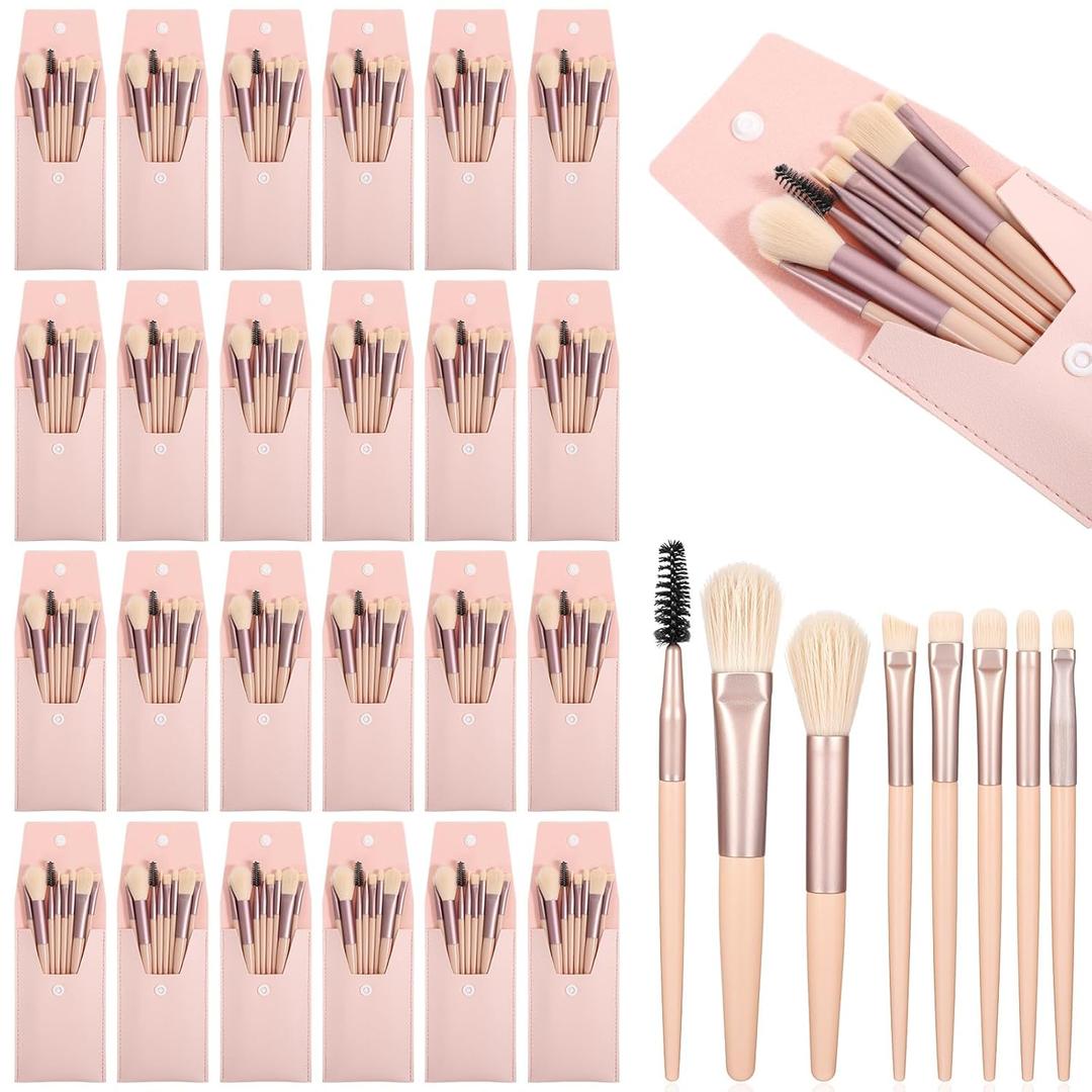 24 Sets Mini Size Travel Makeup Brush Set Bulk, Face Mini Makeup Brushes Bulk with Brush Bag, for Women Girls Wedding Shower Favors Bachelorette Bridal Party Gift for Bridesmaids