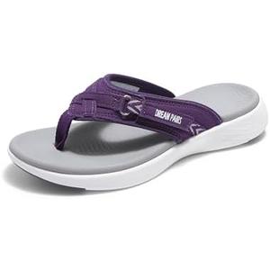 DREAM PAIRS Women's Arch Support Flip Flops Comfortable Thong Sandals, Size 9.5, Purple