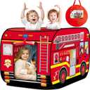 Pop Up Play Tent for Kids Aged 3-5 Years Old Boys and Girls : Fire Truck Tent Playhouse Toy Play Tents for Toddlers 3-5 Kids Tent Indoor Outdoor Playhouse Toys for 3 + Year Old, Fire Truck (Red)