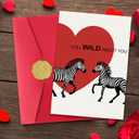 2 x IDU Funny Valentines Day Card,Valentines Day Cards Gifts for Him Her,Valentines Day Card for Husband Wife Boyfriend Girlfriend Fiance Fiancee Men Women with Zebra Heart Design