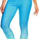 Deerose Print Swim Pants for Women Sun Protection High Waisted Swimming Leggings Rash Guard Pants (X-Large, Gradient Aqua)