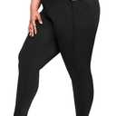 Happy.angel Plus Size Leggings with Pockets for Women, High Waisted Capri Yoga Workout Pants Cropped Tights, (XX-Large, Black)