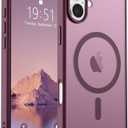 SUPFINE Magnetic for iPhone 16 Case (Compatible with MagSafe) (Military Grade Drop Protection) Slim Translucent Matte Shockproof with Anti-Fingerprint Phone Case,Wine Red
