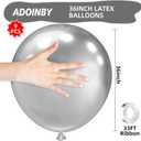 36 Inch Metallic Silver Balloons, 9Pcs Giant Silver Balloons Jumbo Large Thick Big Latex Balloons for Birthday Baby Shower Wedding Anniversary Graduation Photo Shoot New Year Party Decorations