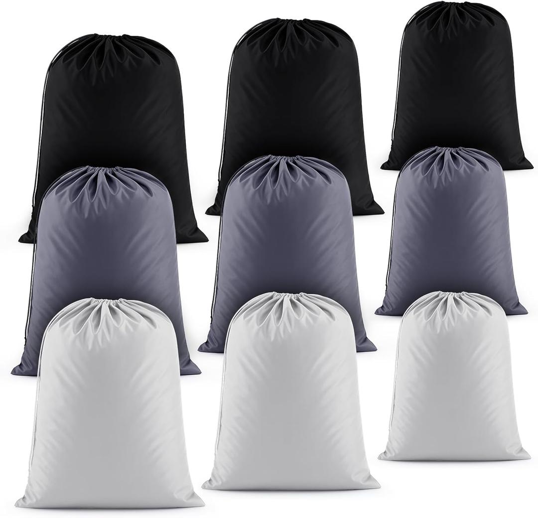 Berlune 9 Pack Large Travel Laundry Bag 40"x28" 36"x24" 32"x20" Nylon Washable Dirty Clothes Organizer with Drawstring Waterproof Bags for Laundry Hamper Basket Camping Travel College Dorm