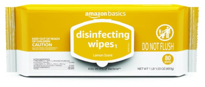 Amazon Basics Disinfecting Wipes, Lemon & Fresh Air Scent, Multi-Surface, Sanitizes/Cleans/Disinfects/Deodorizes, Strong & Convenient
