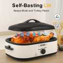 Sunvivi Electric Roaster Oven with Self-Basting Lid, 14-Quart Turkey Roaster Oven with Removable Pan and Rack, Stainless Steel, White