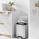 SONGMICS Trash Can, Garbage Can with Lid, 5.2-Gallon (20L) Step Trash Bin for Kitchen, Stainless Steel, Soft Close and Stays Open, Inner Bucket, Includes 15 Trash Bags, Silver ULTB543E01