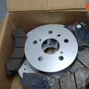 Rear Brake Pads & Rotors Kit Solid Compatible With Hyundai Accent 2006 2007 2008, Drilled Slotted Disc Brake Rotors Ceramic Brake Pads Geomet Coated, Replacement 10.3in(262mm) S-53113 P-1398