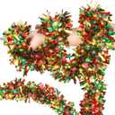 VESPRO 59 Feet Metallic Christmas Tree Garland Glitter Tinsel Twist Hanging for Indoor Outdoor Party Decorations (Red Green Gold)