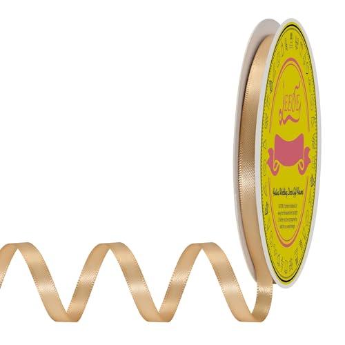 LEEQE Double Face Gold Satin Ribbon 1/4 inch X 50 Yards Polyester Gold Ribbon for Gift Wrapping Very Suitable for Weddings Party Hair Bow Invitation Decorations and More