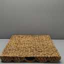 Extra Large Square Ottoman Table Tray 19.7" with Handles - Water Hyacinth Wicker Serving Wicker Tray for Farmhouse Decorative Oversized Coffee Table Living Room Kitchen Counter Breakfast Scalloped (20" x 20" x 2.4")