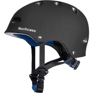 Nocihcass Skateboard Helmet, Bike Helmets for Adults - Commuter, Bike, Skate, Scooter, Longboard & Incline Skating - Shock-Absorbing, Highly-Protective & Premium Ventilation (Large, Matte Black)