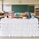 Pufogu White Tulle Table Skirt 6ft Tutu Ruffled Chiffon Tablecloth For Rectangle Wedding Baby Shower Girls Birthday Party and Cake Dessert Table Decorations(BrightRainbow, L6(ft), H30in)