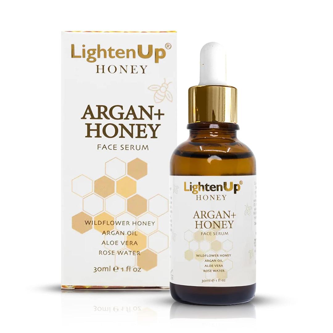 Lighten-Up Honey, Skin Brightening Serum - 1 fl oz / 30ml - Formulated to Fade Dark Spots, Skincare Serum - with Agran Oil, Aloe Vera & Rose Water