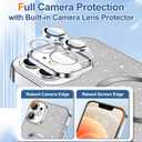 Hython for iPhone 12 Case Glitter, Clear Magnetic Phone Cases with Camera Lens Protector [Compatible with MagSafe] Bling Sparkle Plating Soft TPU Slim Shockproof Protective Cover Women Girls, Silver