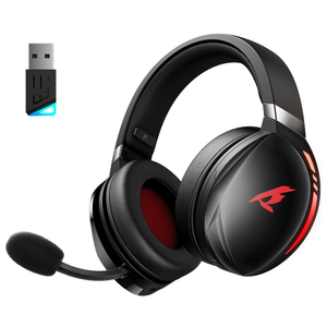 KOFIRE UG06 Wireless Gaming Headset, 2.4GHz Bluetooth Gaming Headphones with Noise Cancelling Microphone, 3D Stereo Sound, 65Hr Battery Life Headset for PS5, PS4, PC, Switch, Mac, RGB Light, Black