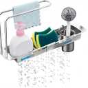 BRIUNN Stainless Steel Telescopic Over Sink Organizer Rack for KitchenExpandable Over The Sink Shelf, Adjustable Sponge Holder Organizer, Kitchen Sink Organizers Inside Sink for Sponge Rack